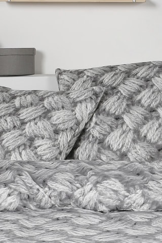 Juego de nórdico de franela de algodón 130 hilos/cm² - Gris y blanco