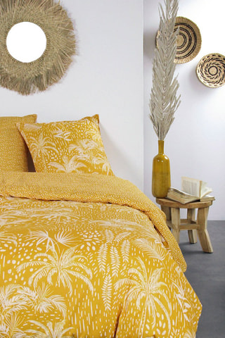 Juego de nórdico de algodón 57 hilos/cm² Mawira 2.20 - Mostaza y crudo