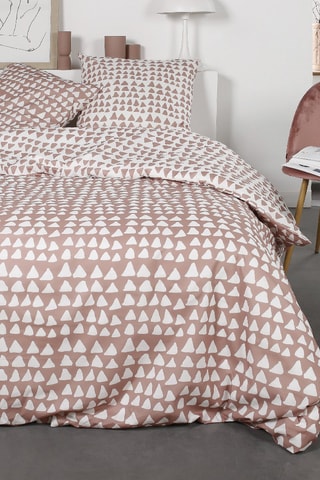 Juego de nórdico de algodón Flanelle - Rosa y crudo