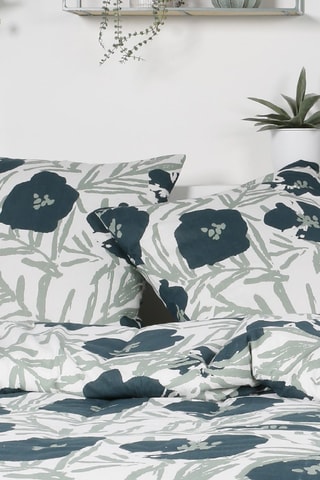 Juego de nórdico de algodón Flanelle - Verde y crudo