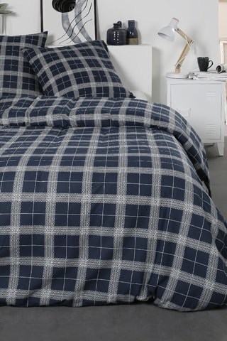 Juego de nórdico de algodón Flanelle - Azul oscuro