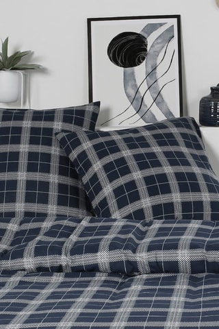 Juego de nórdico de algodón Flanelle - Azul oscuro