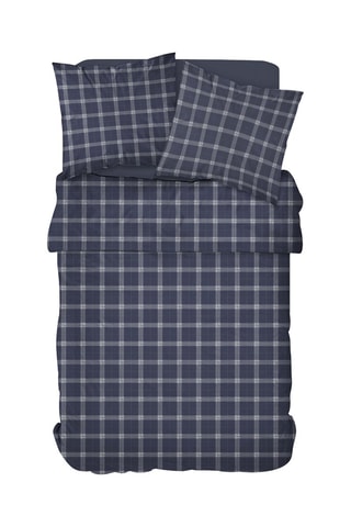 Juego de nórdico de algodón Flanelle - Azul oscuro