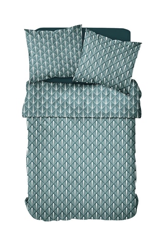 Juego de nórdico de algodón Flanelle - Verde y crudo