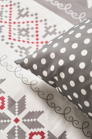 Juego de nórdico de algodón Flanelle - Gris y crudo