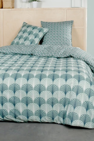 Juego de nórdico de algodón 57 hilos/cm² Sunshine - Verde agua y azul pato