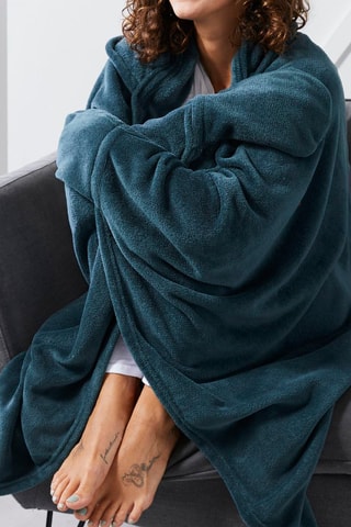 Manta con capucha - Pavo real - 115 x 165 cm