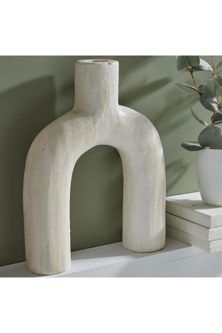 Jarrón de madera de paulonia - 25 x 6 x 27 cm - Blanco