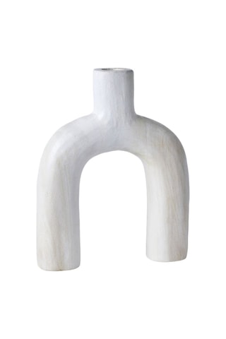 Jarrón de madera de paulonia - 25 x 6 x 27 cm - Blanco