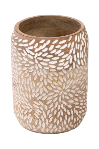 Jarrón - 15 x 15 x 20 cm - Beige y blanco