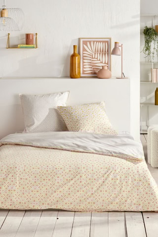 Juego de nórdico reversible de algodón - 57 hilos/cm² - Beige