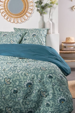 Juego de nórdico reversible de algodón - 57 hilos/cm² - Azul