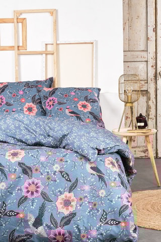 Juego de nórdico reversible de algodón - 57 hilos/cm² - Azul