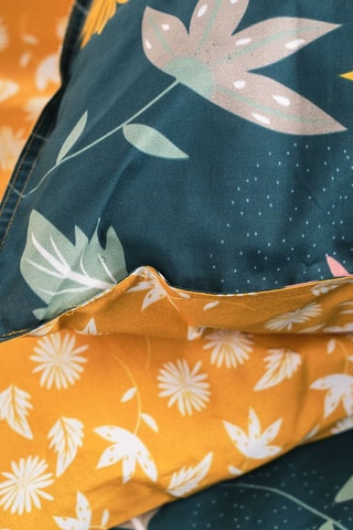 Juego de nórdico reversible de algodón - 57 hilos/cm² - Verde y amarillo