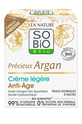 Crème légère anti-âge jour Bio Précieux Argan - Peaux normales à mixtes - 50 ml