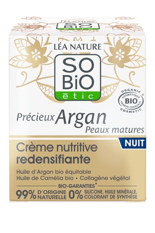 Crème nutritive redensifiante nuit Bio Précieux Argan - Peaux matures - 50 ml