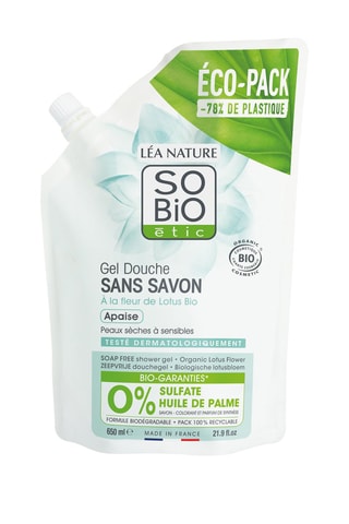 3 x Recharge gel douche sans savon à la fleur de lotus bio - 650 ml