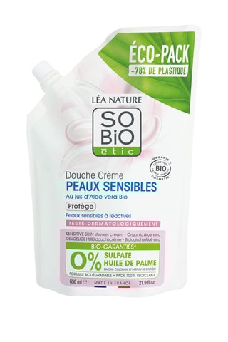 3 x Recharge douche crème peaux sensibles au jus d'aloe vera bio - 650 ml
