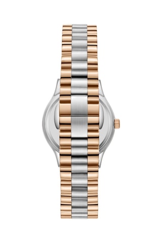 Relógio de quartzo em aço e cerâmica - Prateado e dourado-rosa