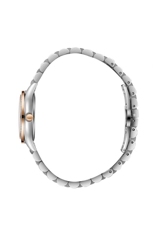 Relógio de quartzo em aço e cerâmica - Prateado e dourado-rosa