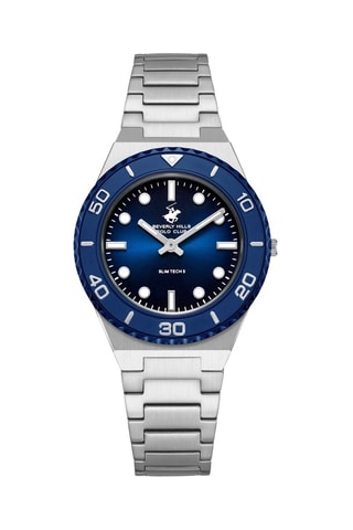 Relógio de quartzo em metal - Prateado e azul