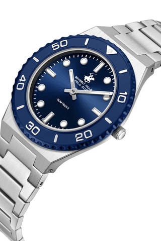 Relógio de quartzo em metal - Prateado e azul