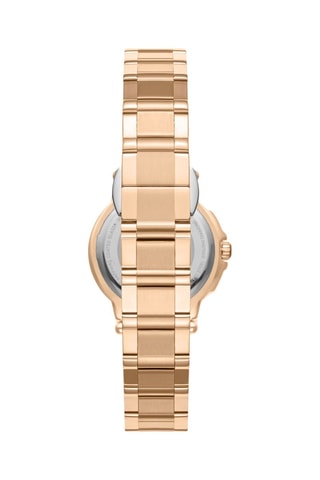 Orologio al quarzo in metallo laminato oro rosa e diamante