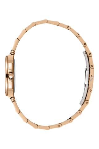 Orologio al quarzo in metallo laminato oro rosa e diamante