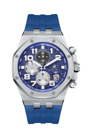 Relógio de quartzo em silicone - Tacómetro e cronógrafo - Azul-claro e prateado