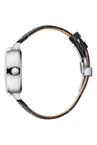 Relógio automático de couro - Preto e prateado