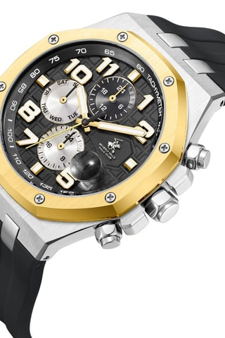 Relógio de quartzo em silicone e banhado a ouro amarelo