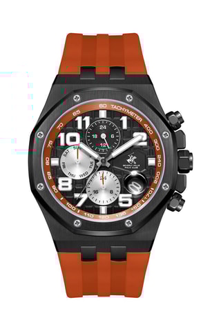 Relógio de quartzo em silicone - Tacómetro e cronógrafo - Laranja e preto