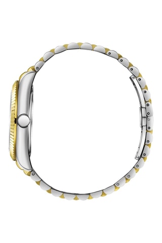 Relógio de quartzo banhado ião ouro rosa e cerâmica