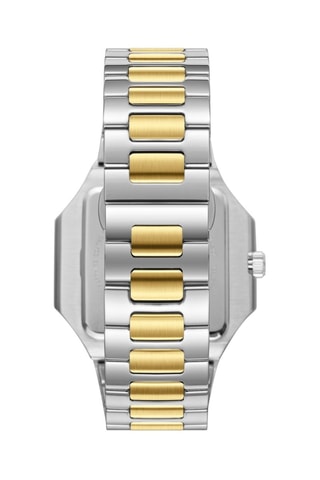 Relógio de quartzo em metal, banhado ouro amarelo e cerâmica