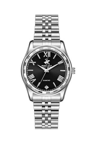 Relógio de quartzo em metal, cerâmica e diamante