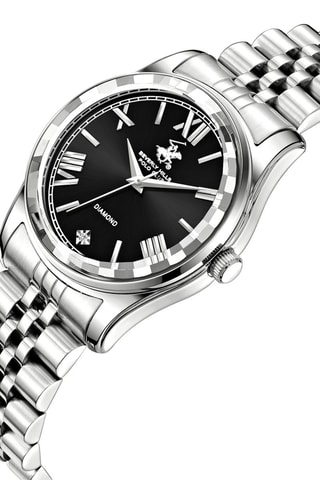 Relógio de quartzo em metal, cerâmica e diamante