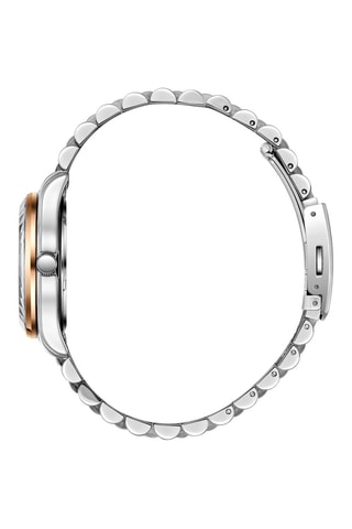 Relógio de quartzo banhado ião ouro rosa, cerâmica e diamante