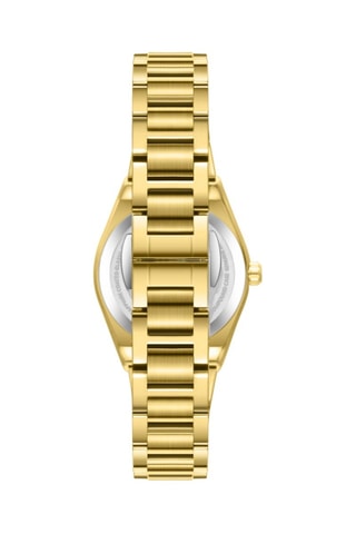 Relógio de quartzo banhado ião ouro amarelo, cerâmica e diamante