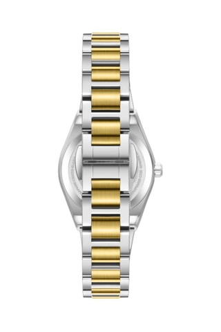 Relógio de quartzo banhado ião ouro amarelo, cerâmica e diamante