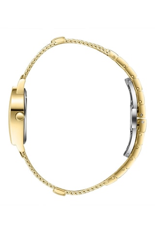 Relógio de quartzo banhado ião ouro amarelo, cerâmica e diamante