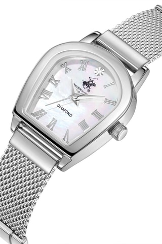 Relógio de quartzo em metal, cerâmica e diamante