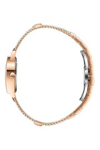 Relógio de quartzo banhado ião ouro rosa, cerâmica e diamante