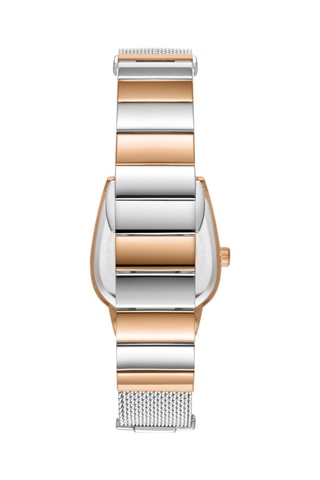 Relógio de quartzo banhado ião ouro rosa, cerâmica e diamante