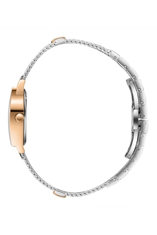 Relógio de quartzo banhado ião ouro rosa, cerâmica e diamante