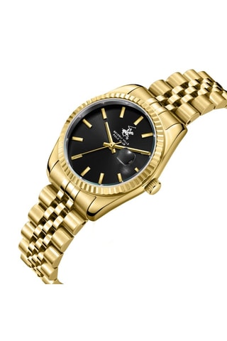 Orologio al quarzo placcato Ion oro giallo e ceramica