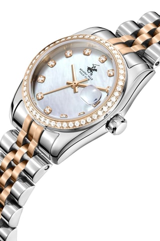 Orologio al quarzo placcato Ion oro rosa e ceramica