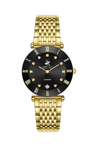 Orologio al quarzo placcato Ion oro giallo, ceramica e diamante