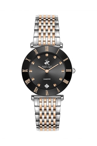 Orologio al quarzo placcato Ion oro rosa, ceramica e diamante