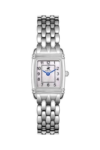 Relógio de quartzo em metal, banhado ião prata e cerâmica