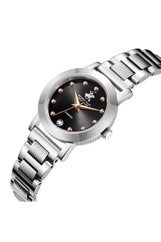 Relógio de quartzo em metal e diamante